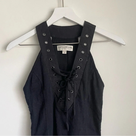 Idyllwind by Miranda Lambert front lace up black tank top size XS - Picture 3 of 6